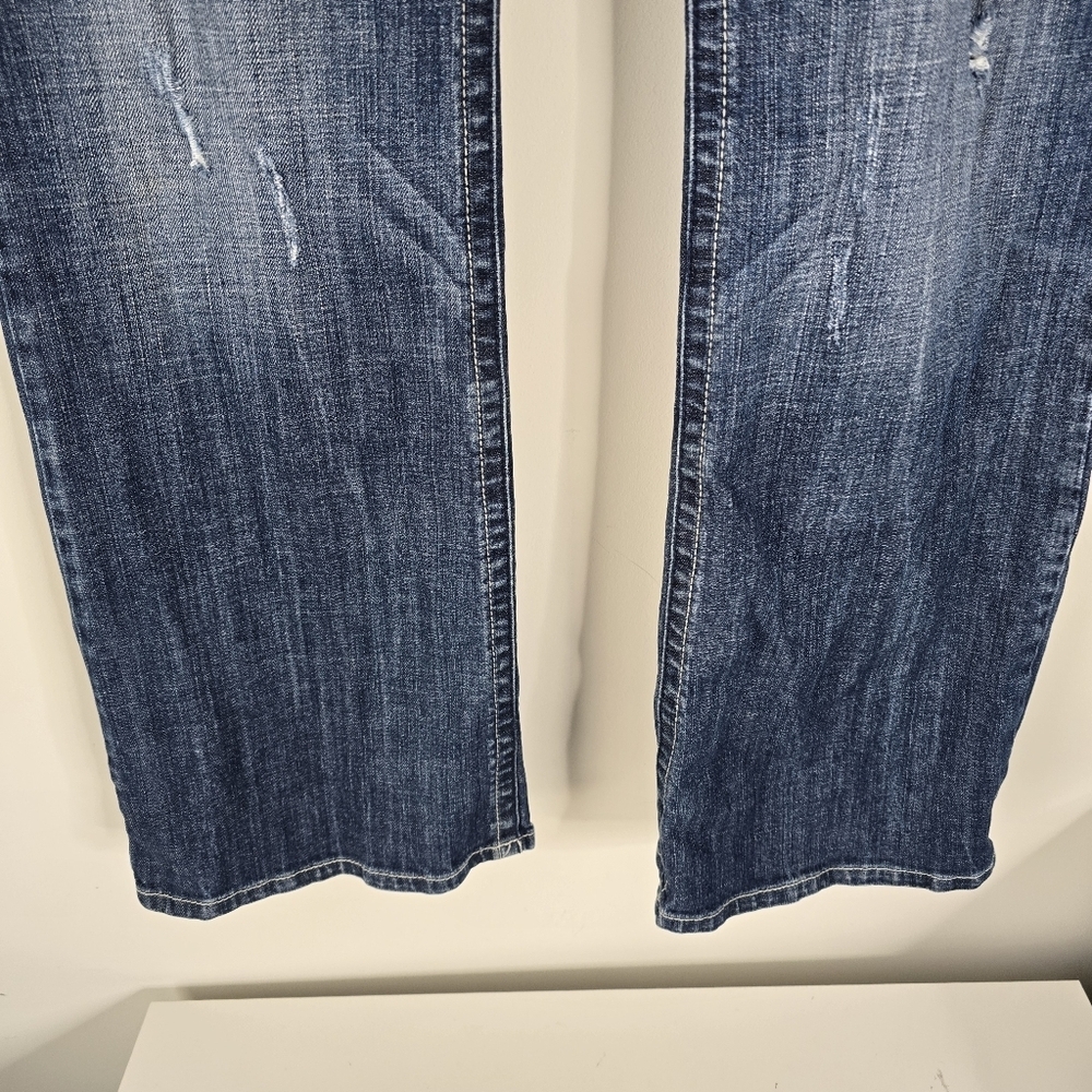 Harley Davidson Midrise Bootcut Distressed Denim Jeans Embroidered Pockets 14 - Picture 3 of 16